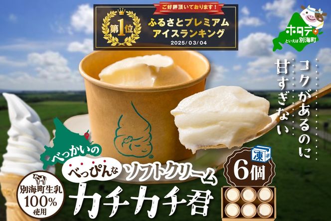 御礼！ランキング第1位獲得！北海道 別海町産 生乳 100% で作った ソフトクリーム カチカチ君 6個 セット　GT0000001